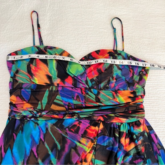 Bisou Michele Bohbot Abstract Multi artsy color dress spaghetti straps 10 - Picture 6 of 15
